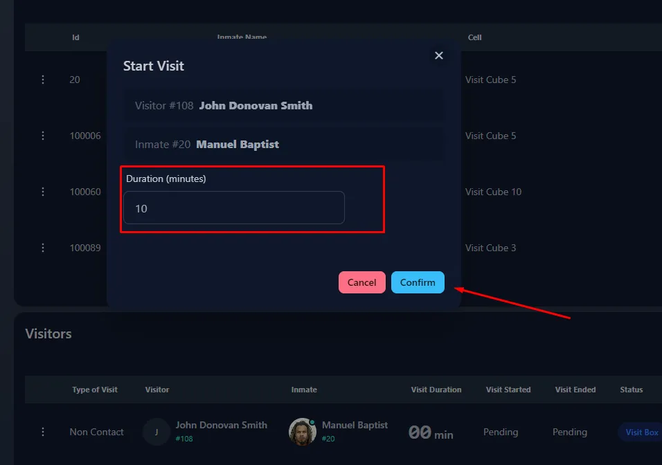 Visitation Visitbox Duration