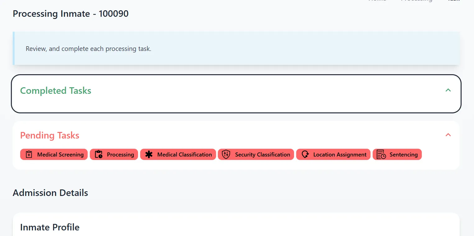 inmate processing page