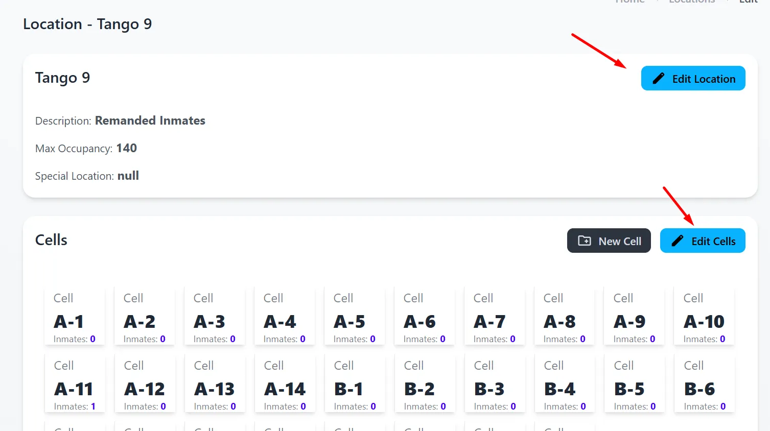 edit locatino and cells