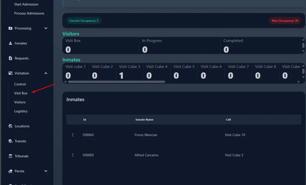 Initiate a Transit from Visit Box